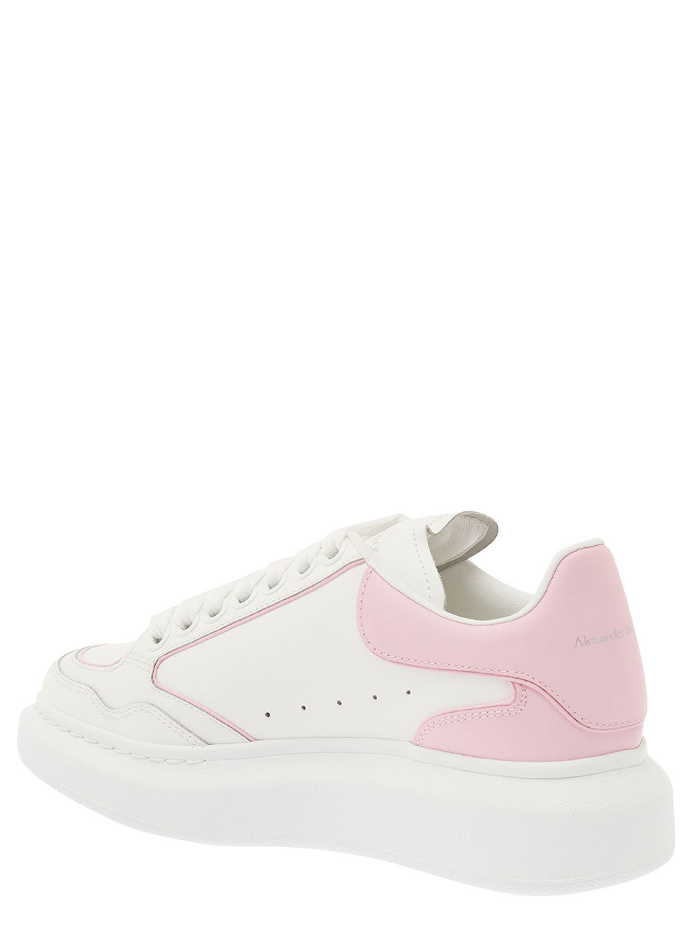 Alexander Mcqueen Women White And Pink Low Top Sneakers With Logo Detail In Leather Woman - 3