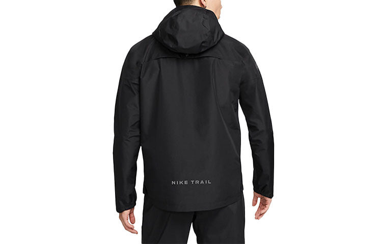 Nike Trail Series Gore-Tex Solid Color Micro Mark Logo Printing Zipper Hooded Jacket Black DM4660-01 - 2
