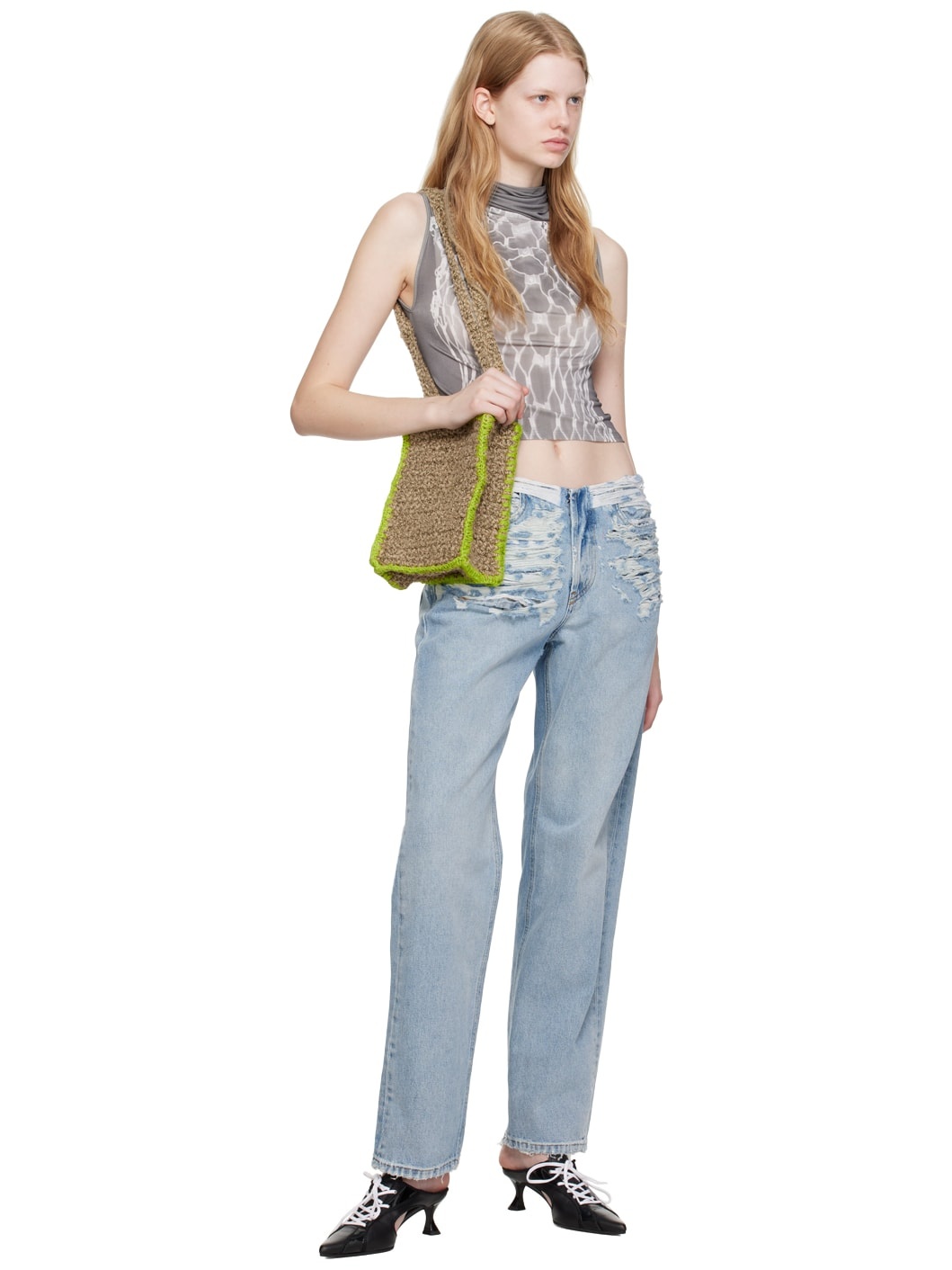 SSENSE Exclusive Beige & Green Bag - 4