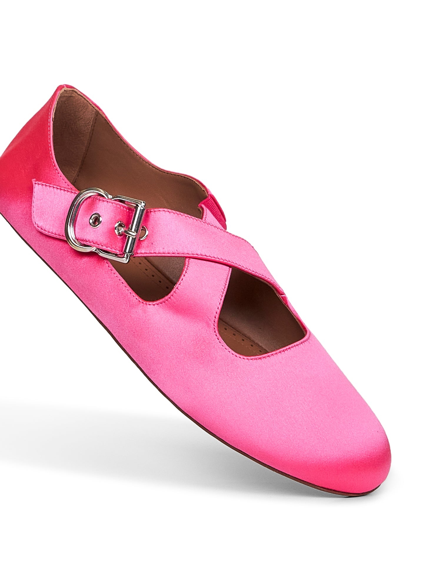 Fuchsia satin Flat criss cross ballet flats - 4