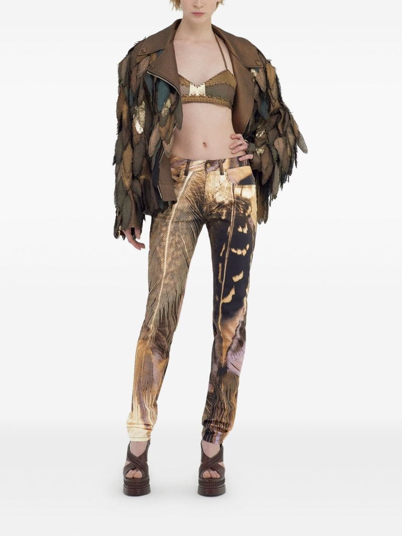 Roberto Cavalli feather-print slim trousers outlook