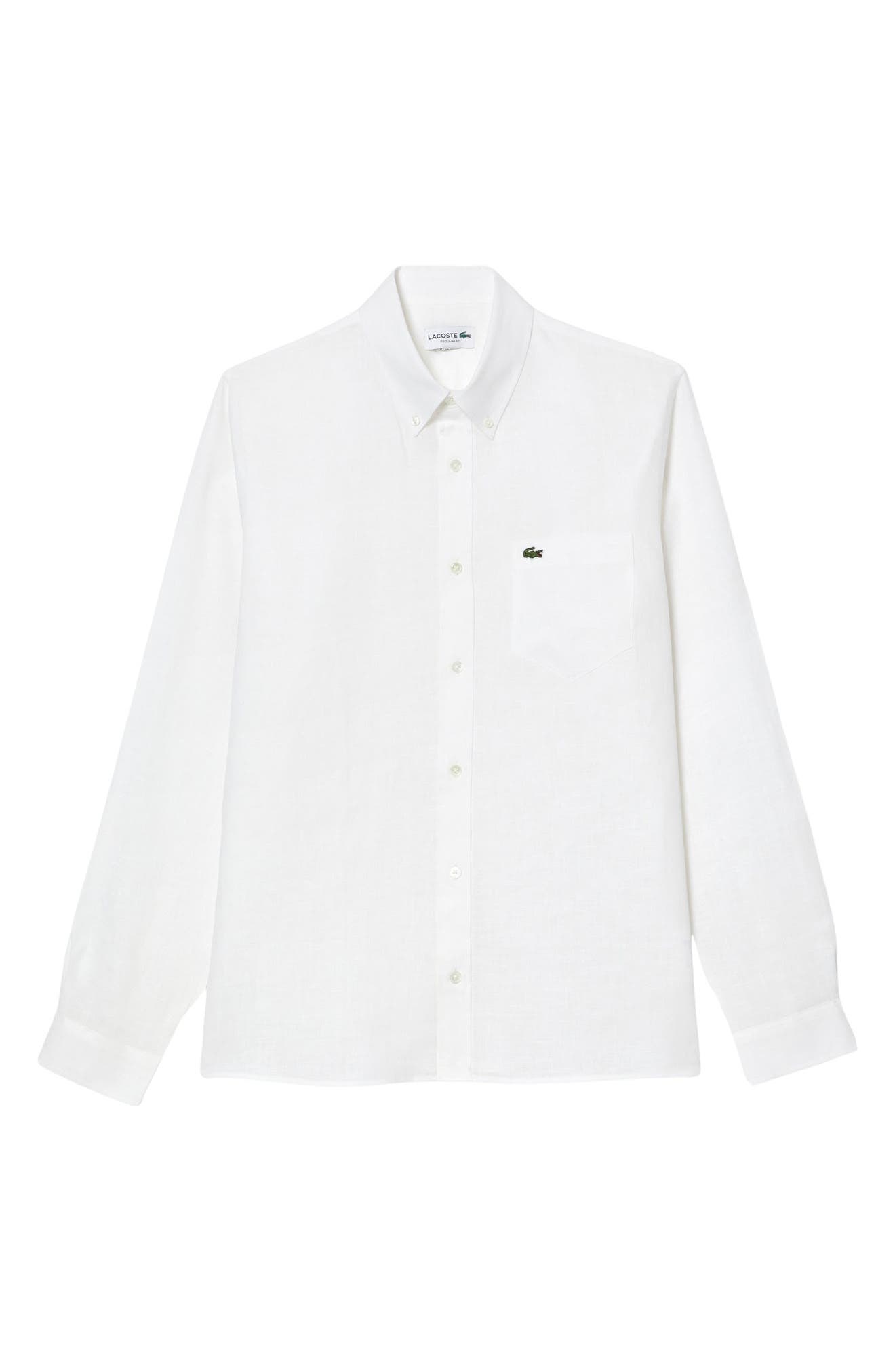 Regular Fit Linen Button-Down Shirt - 4