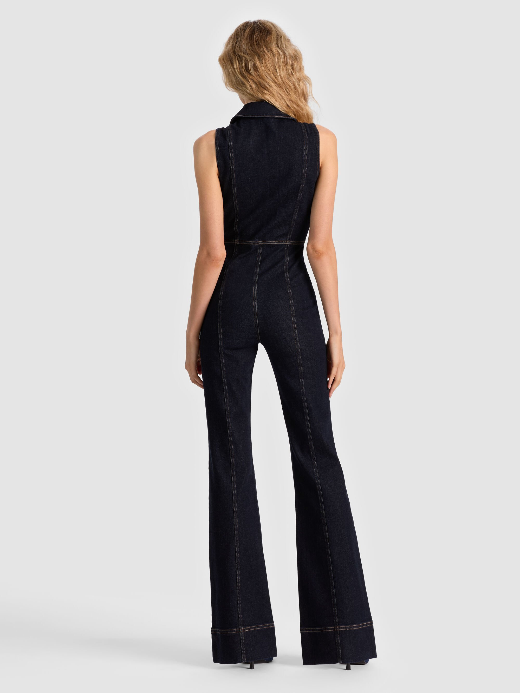 RACHEL SLEEVELESS DENIM JUMPSUIT - 4
