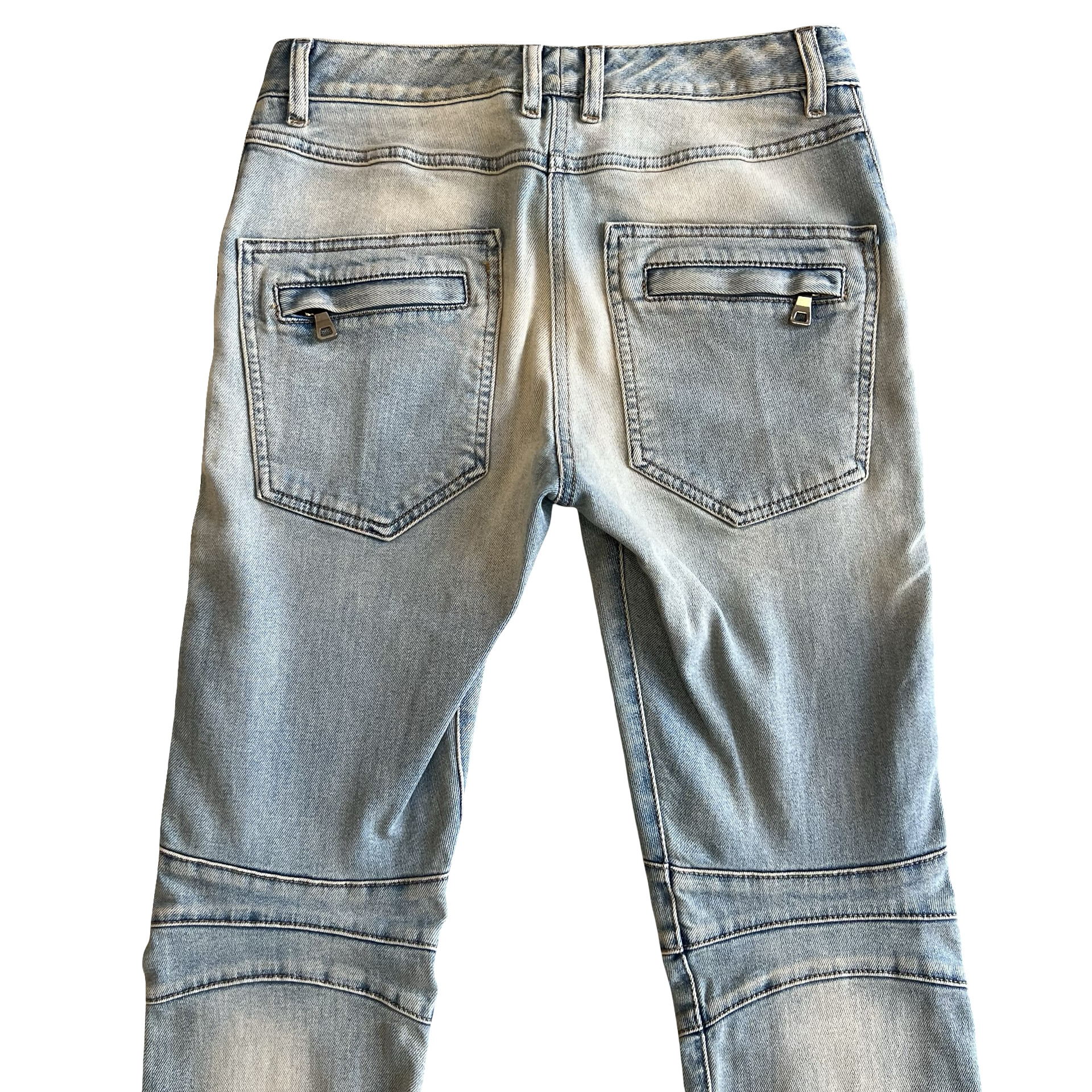 Balmain Light Wash Biker Denim SZ 34 - 6