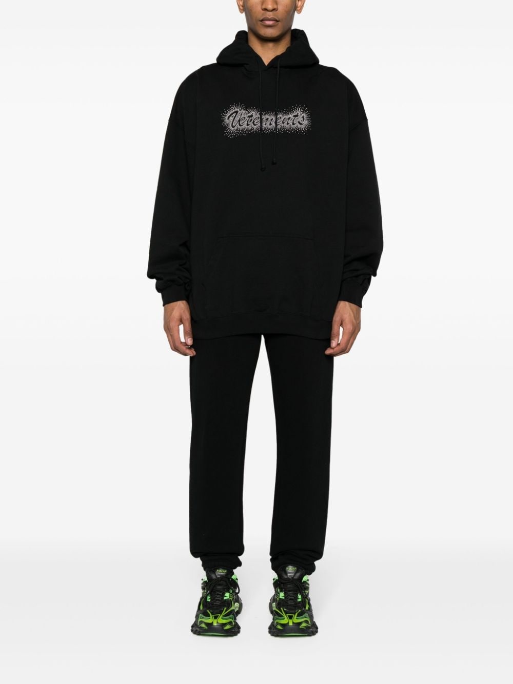 studded-logo cotton-blend hoodie - 3