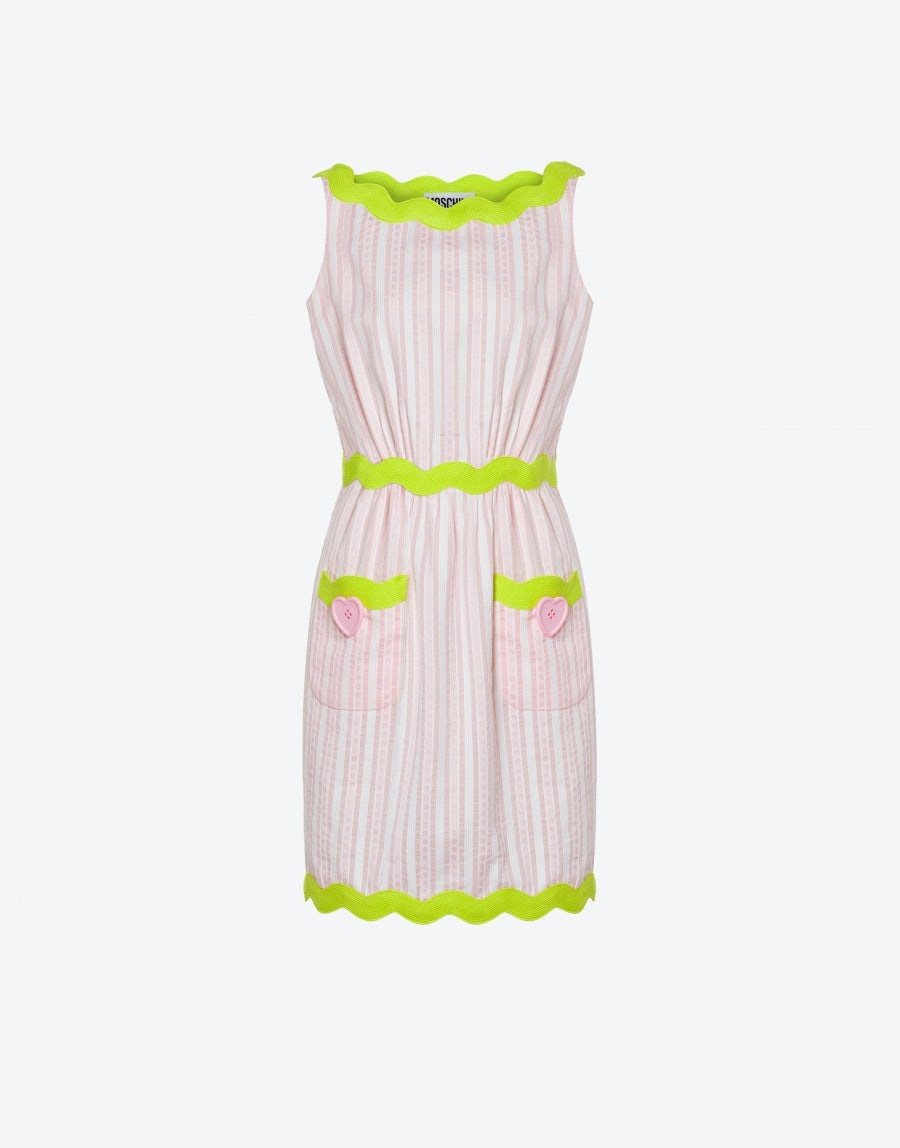 HEART BUTTONS JACQUARD STRIPED DRESS - 1
