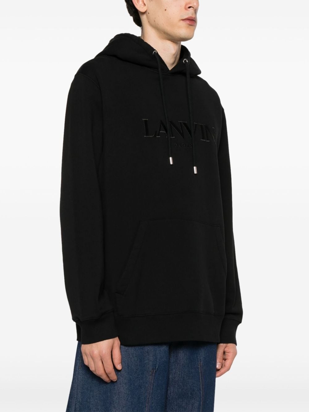 logo-embroidered cotton hoodie - 3