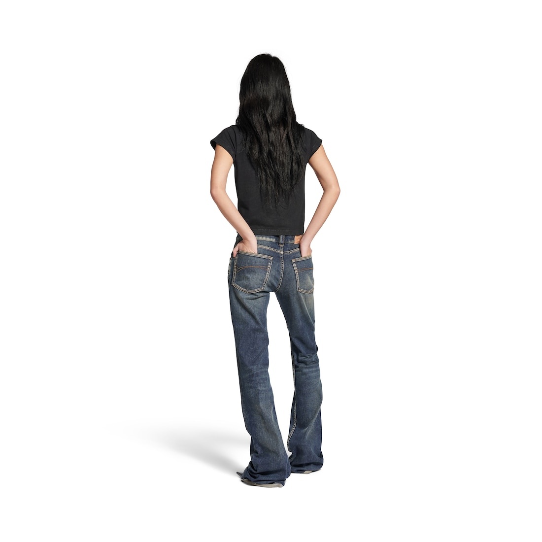 Women's City Of Angels Shrunk T-shirt in Black Faded - 4