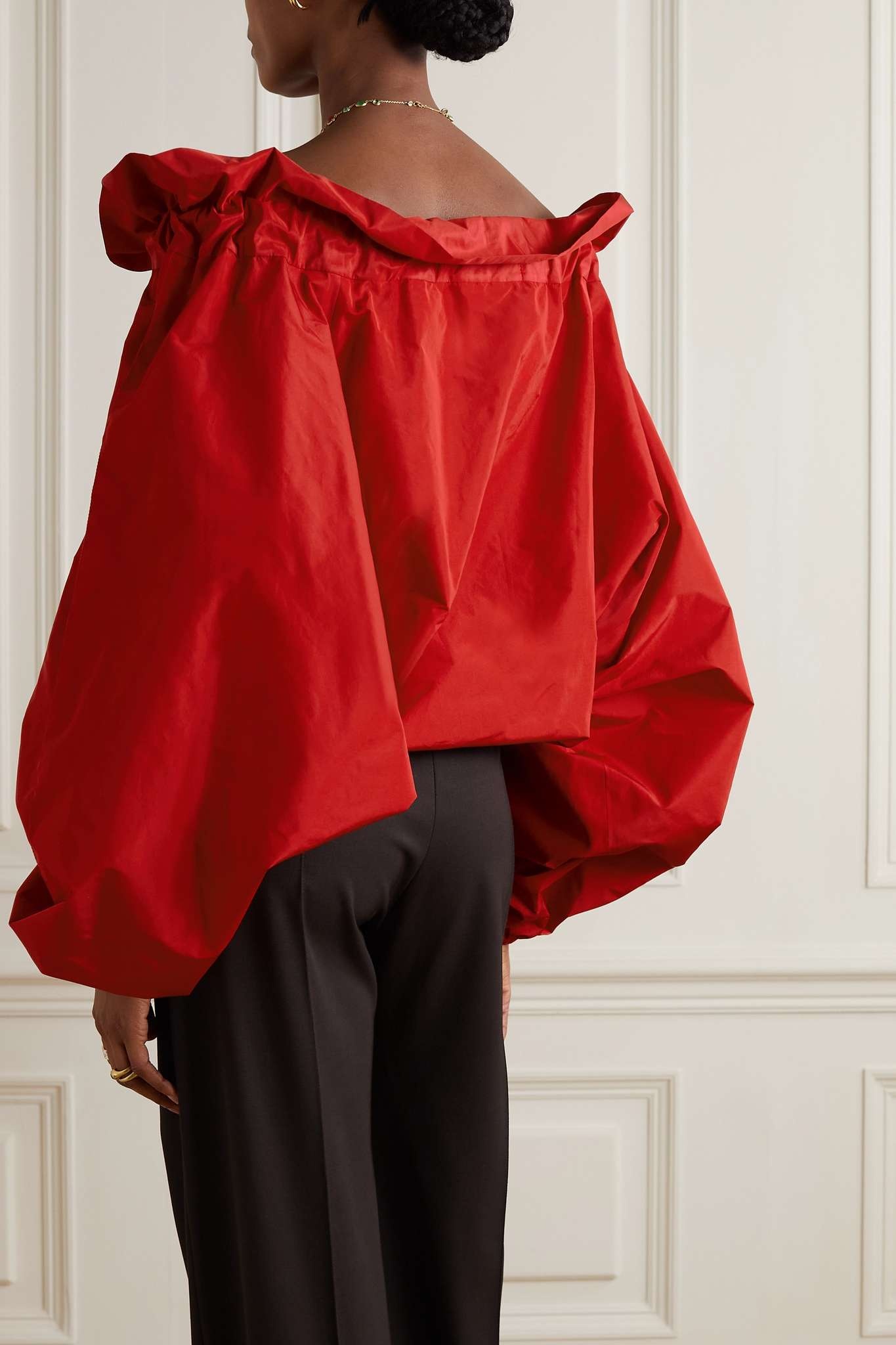 PATOU Cotton-blend grosgrain-trimmed taffeta blouse | netaporter 