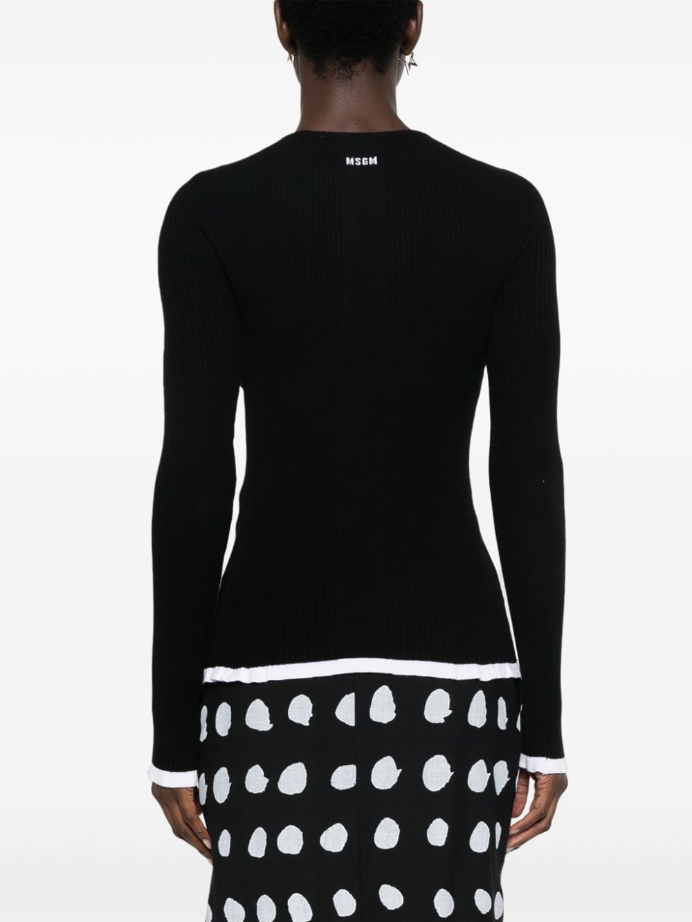 logo-intarsia cut-out jumper - 4