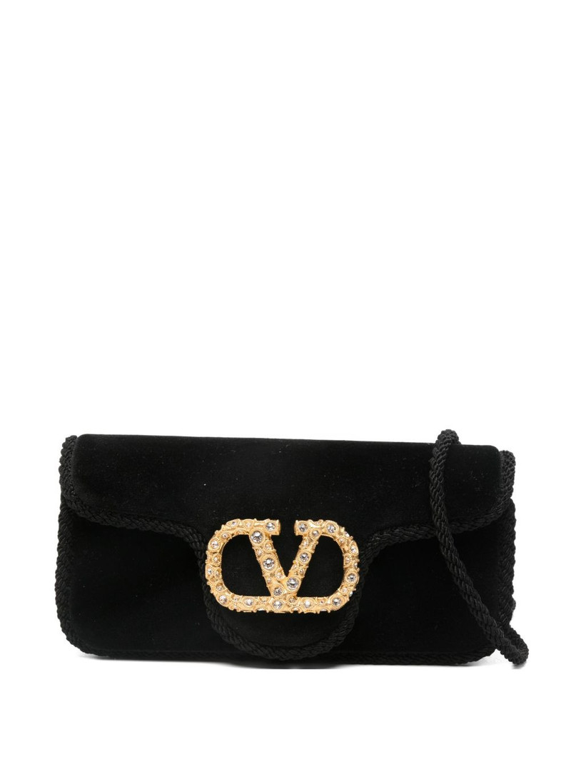 Locò jewel-embellished velvet clutch 1
