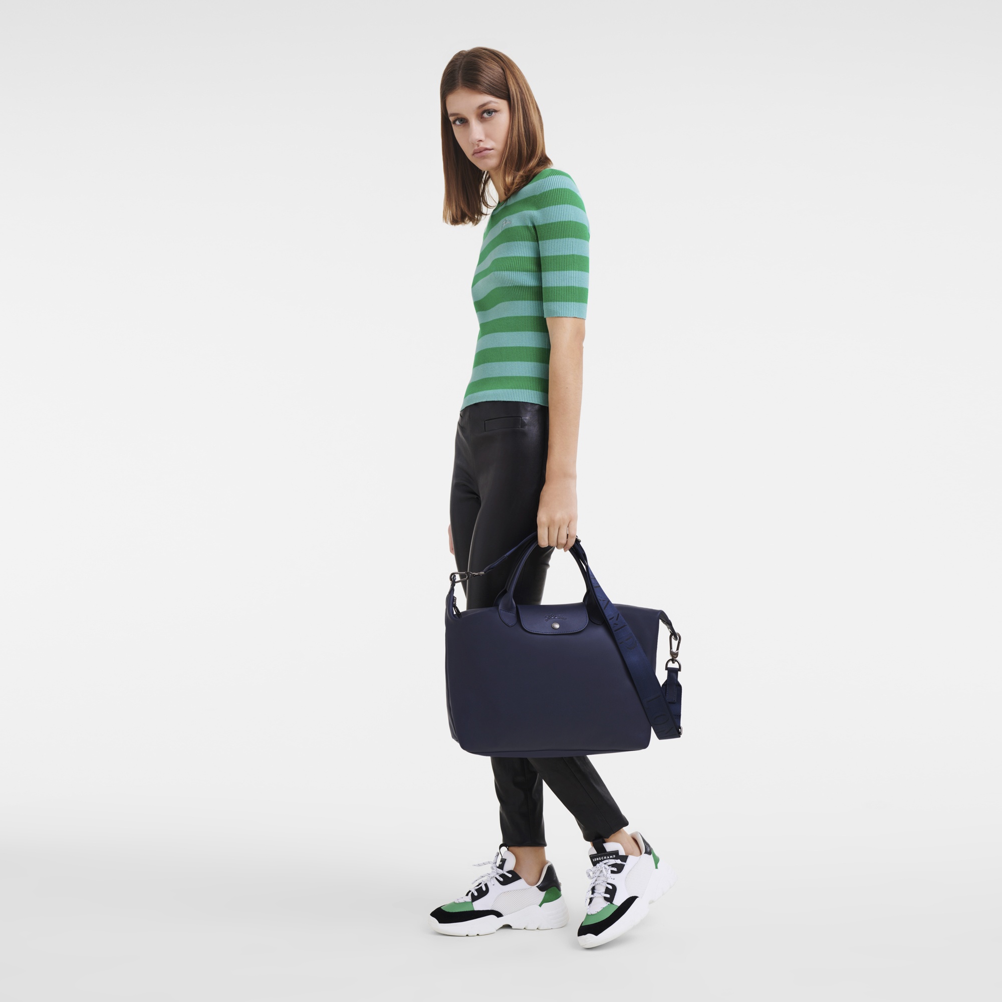 Le Pliage Xtra L Handbag Navy - Leather - 2