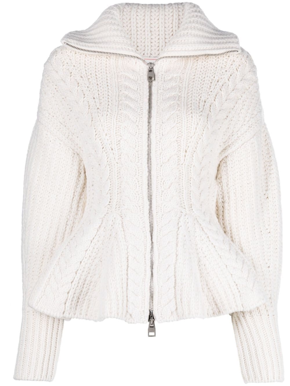 cable-knit zip-up cardigan - 1