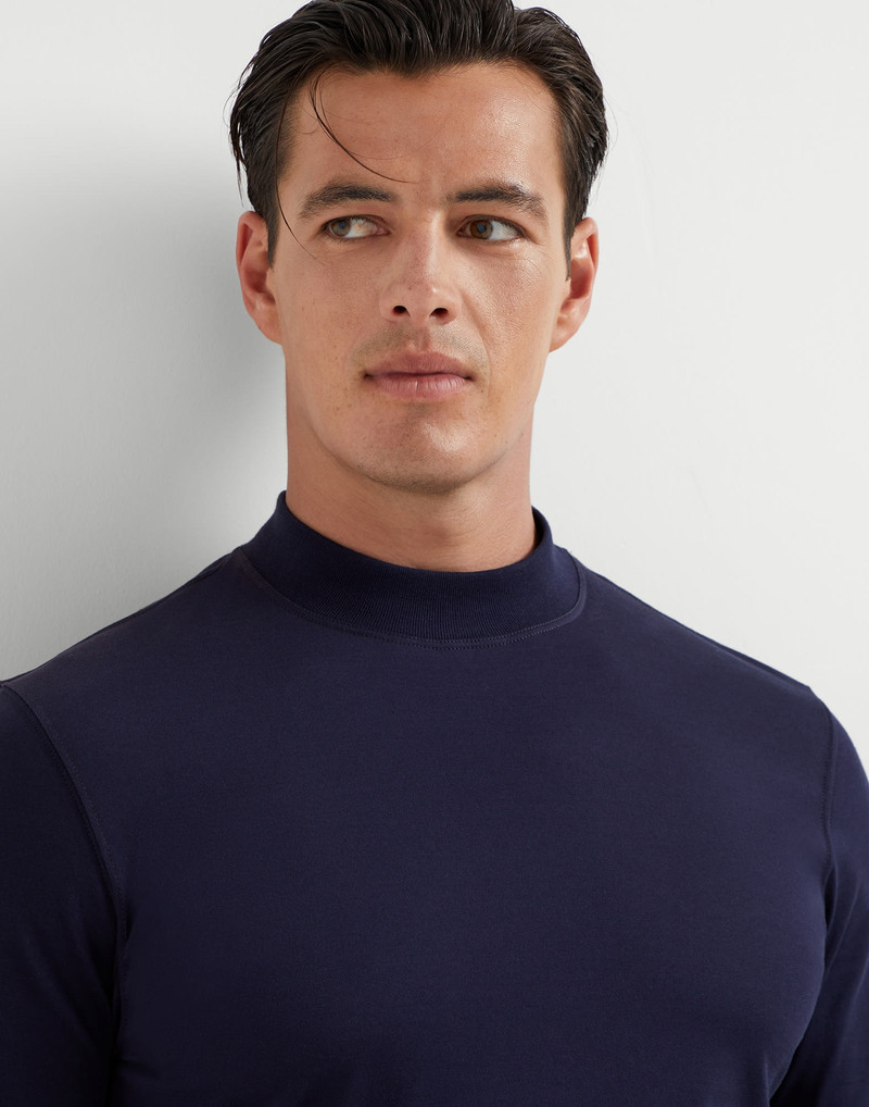 Cotton jersey mock neck T-shirt 3