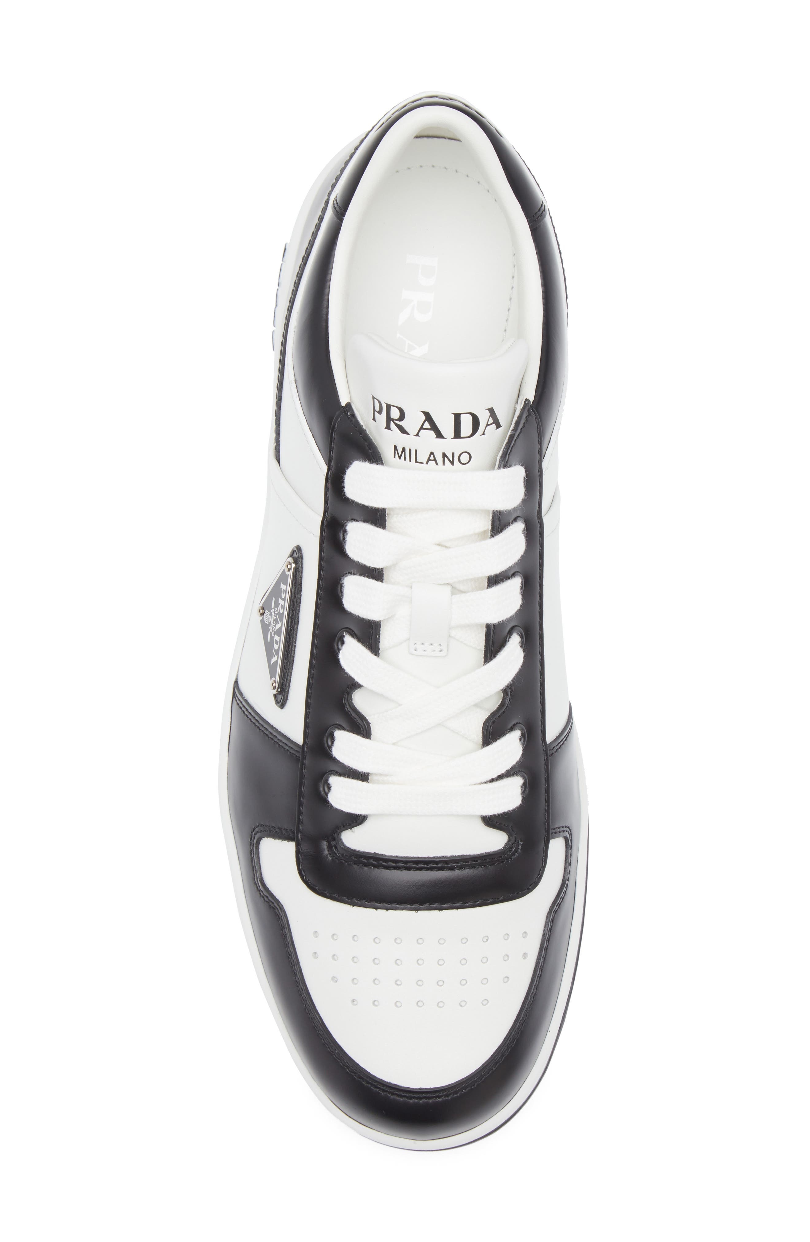 Prada Downtown Sneaker in Bianco/Nero at Nordstrom - 5