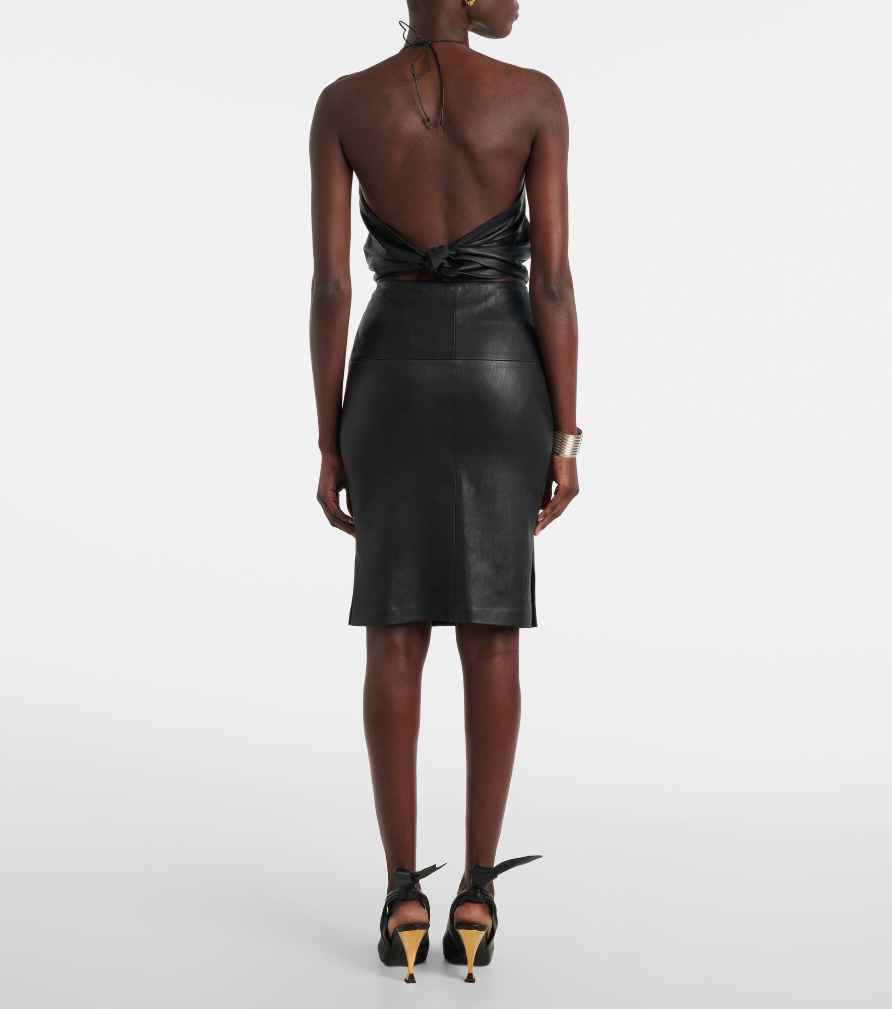 Gin leather midi skirt - 3