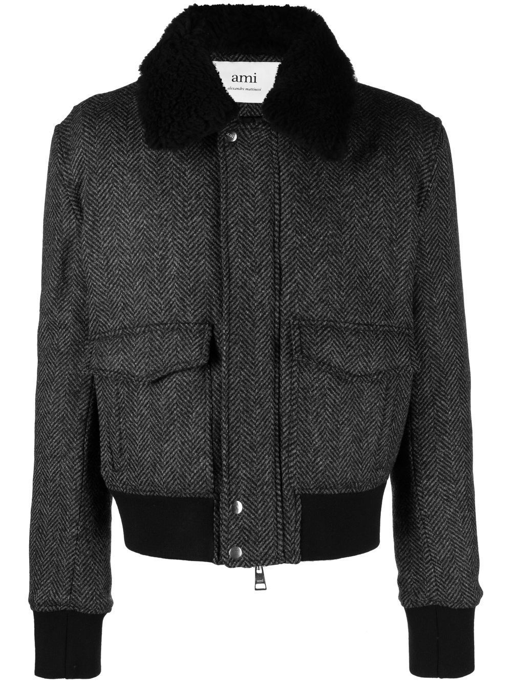 shearling-trimmed pilot jacket - 1