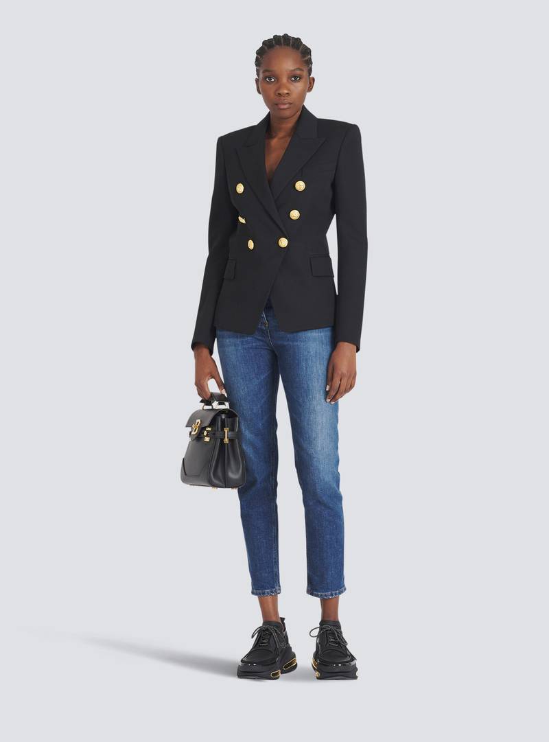 Balmain Wool blazer with double-breasted buttoned closure outlook