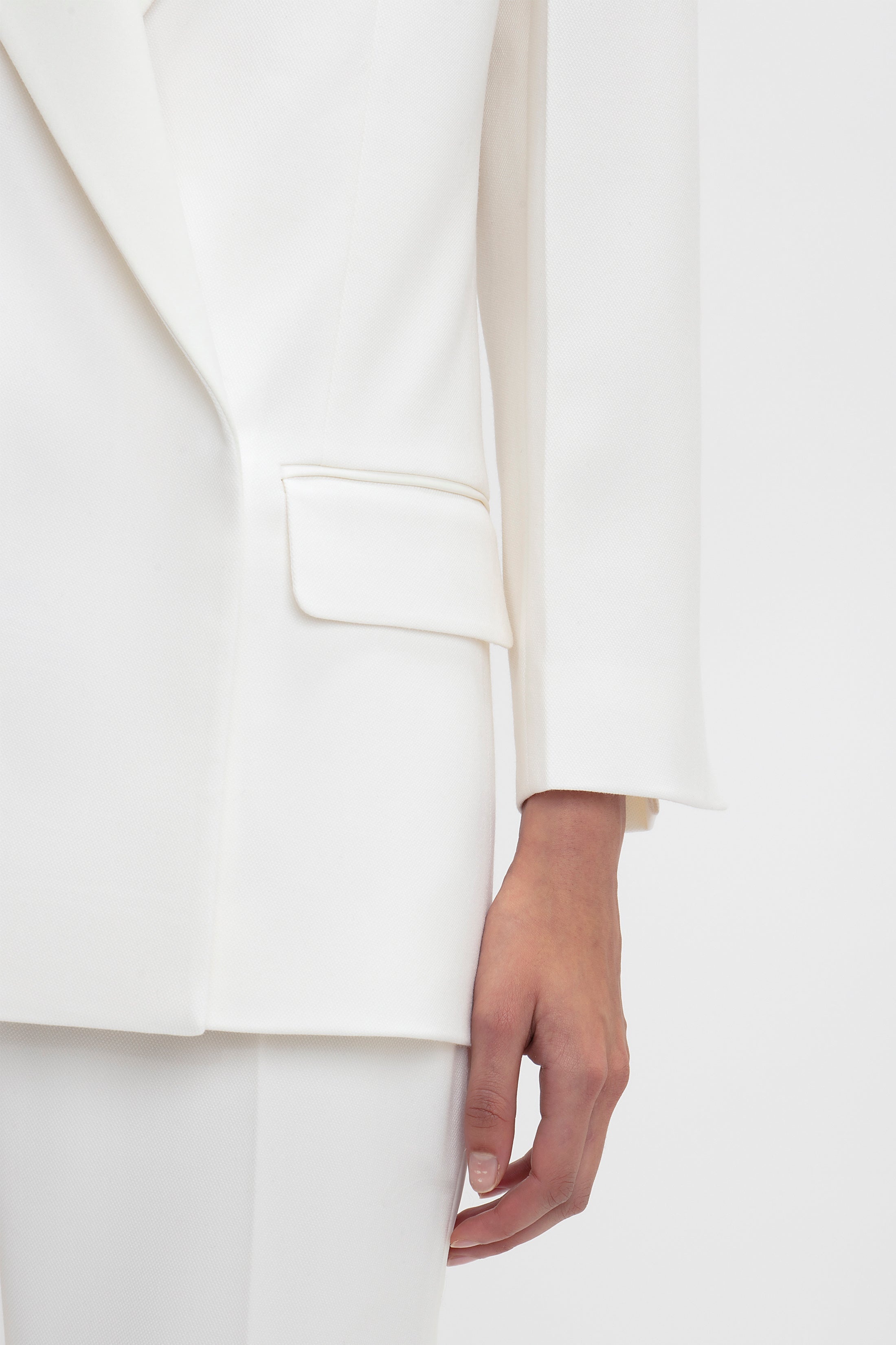Exclusive Double Breasted Tuxedo Jacket In Ivory - 5
