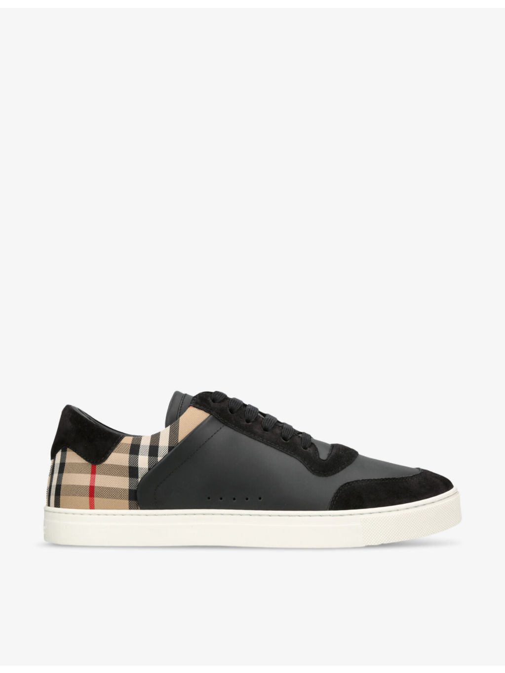 Stevie check-print leather low-top trainers - 1