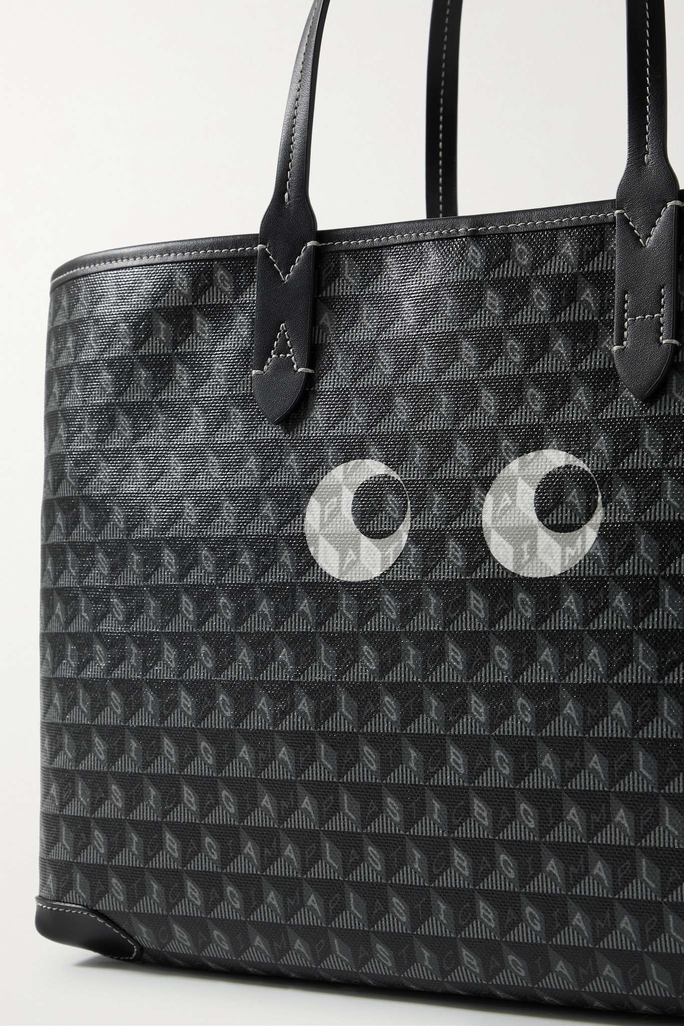 + NET SUSTAIN I Am A Plastic Bag Eyes large leather-trimmed printed recycled coated-canvas tote - 4