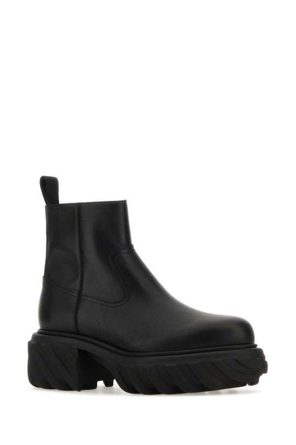 Black leather Tractor Motor ankle boots - 2