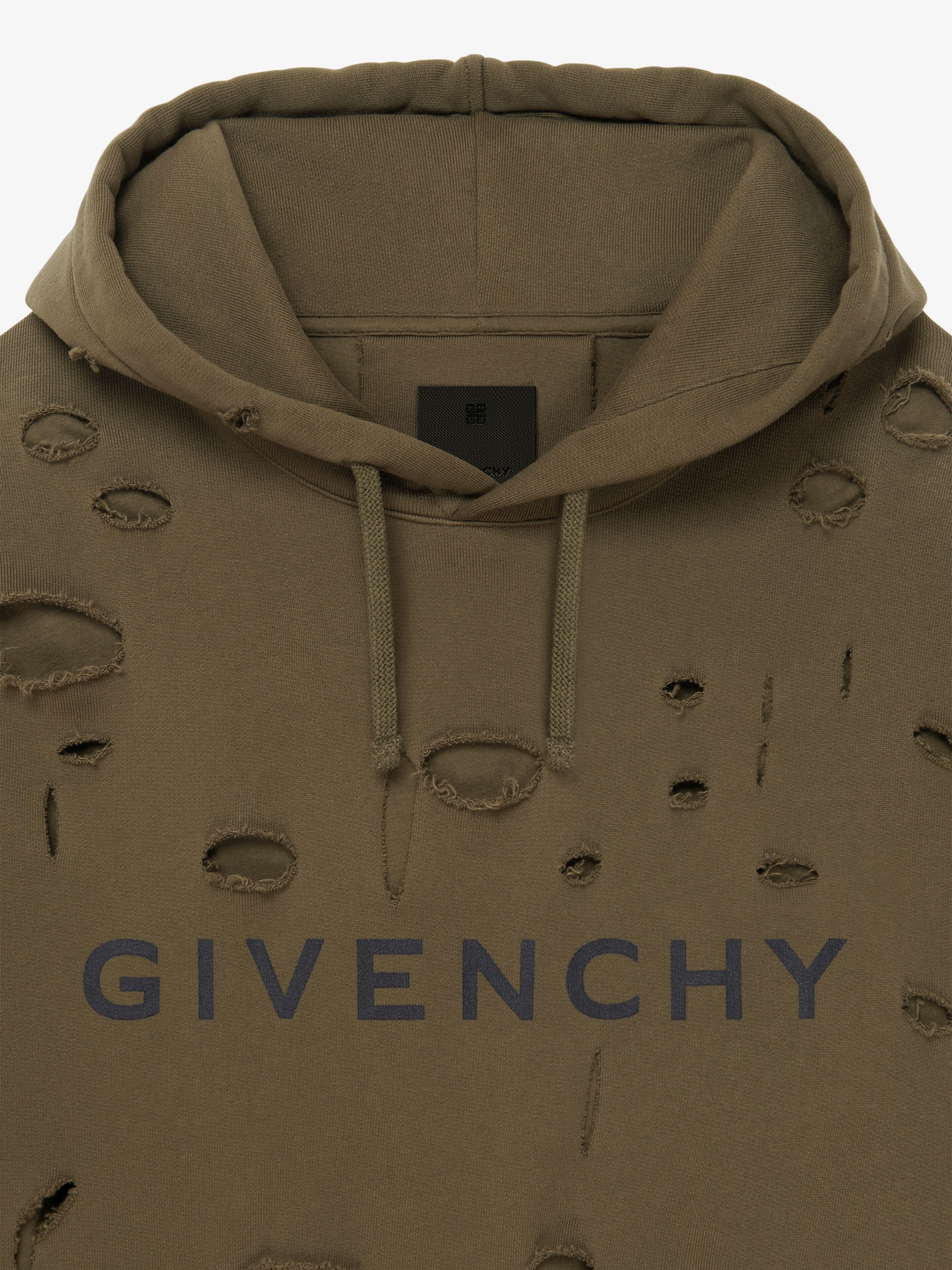 GIVENCHY HOODIE IN FELPA WITH DESTROYED EFFECT