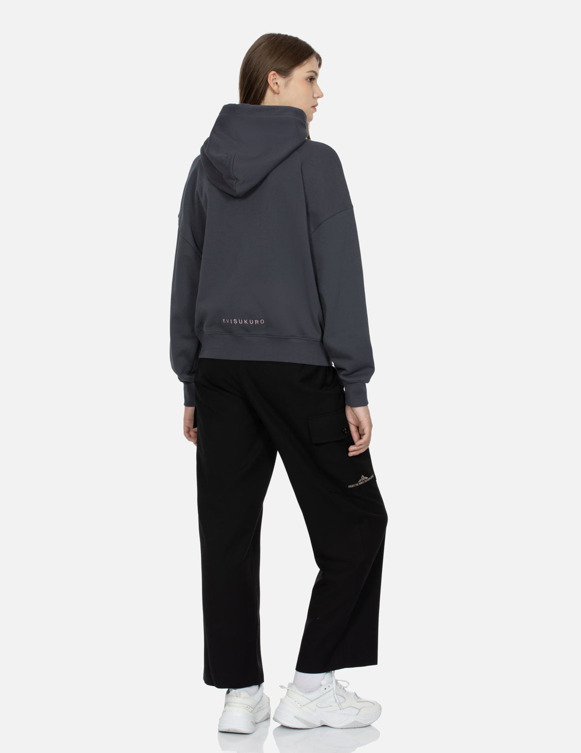 Seagull Print and Slogan Embroidery Oversized Hoodie - 4