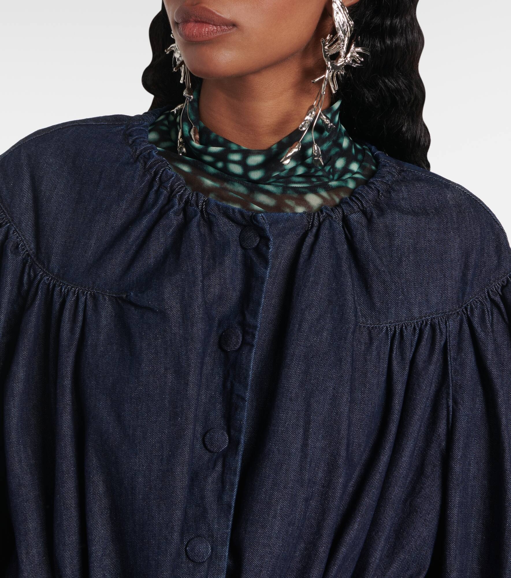 Gathered denim blouse - 4