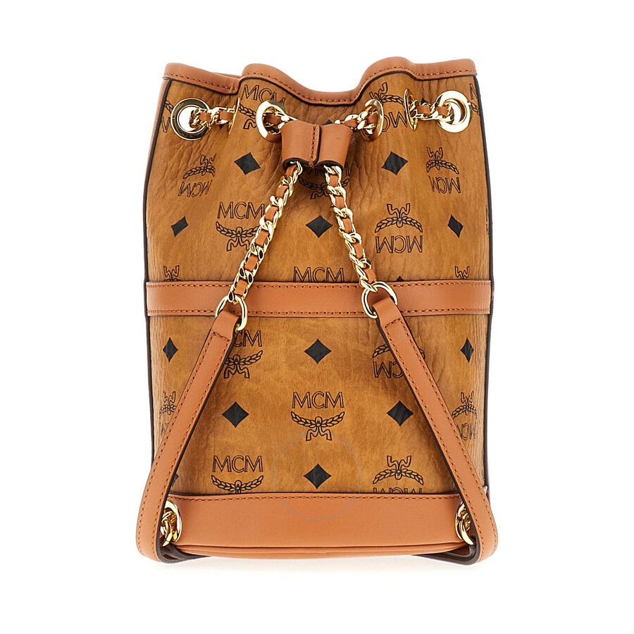 Mcm Aren Chain Leather Bucket Bag - 4