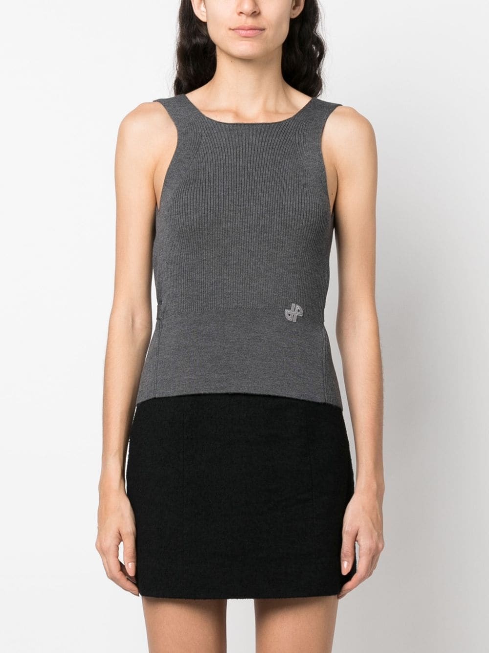 ribbed-knit wrap top - 3