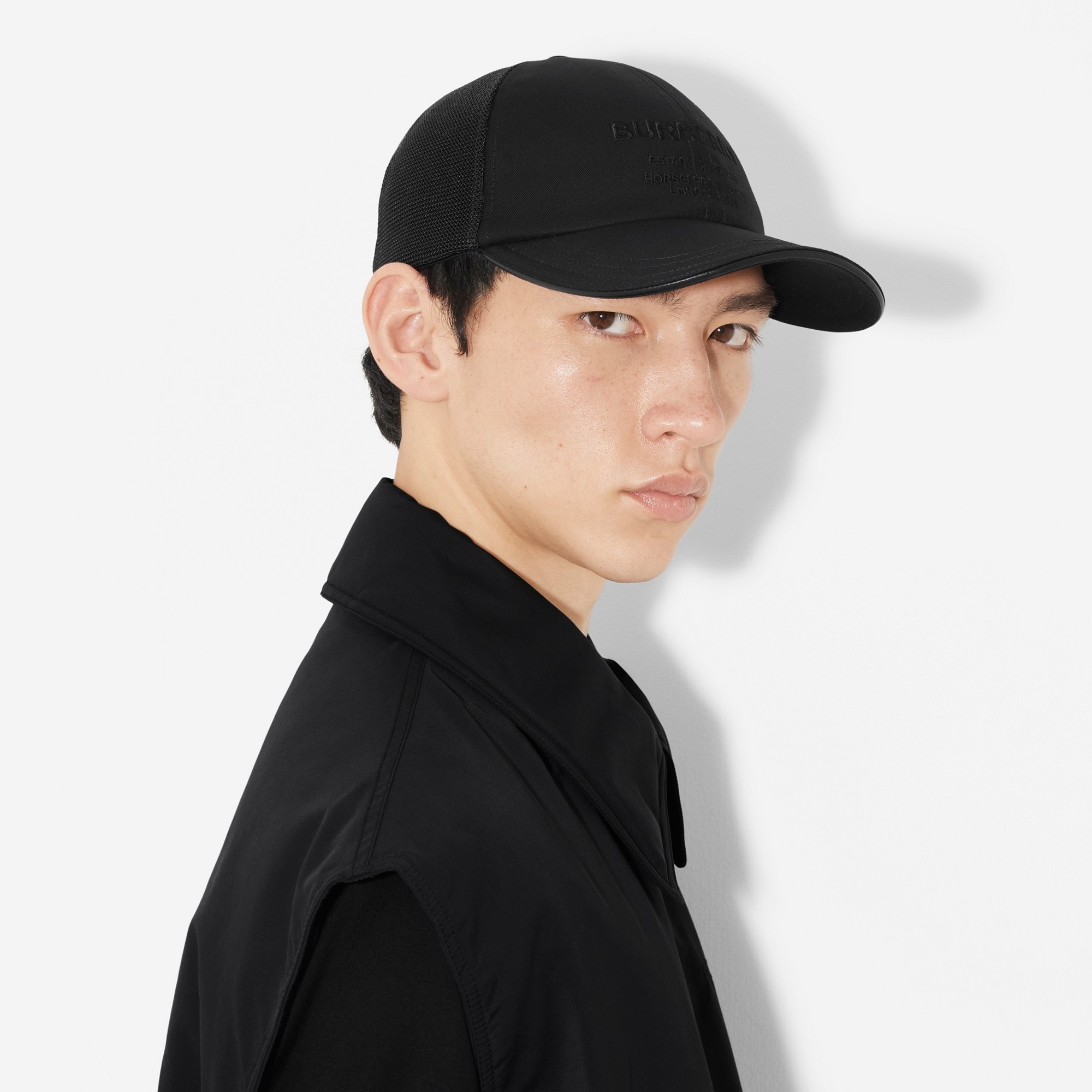 Horseferry Motif Cotton and Mesh Baseball Cap - 5