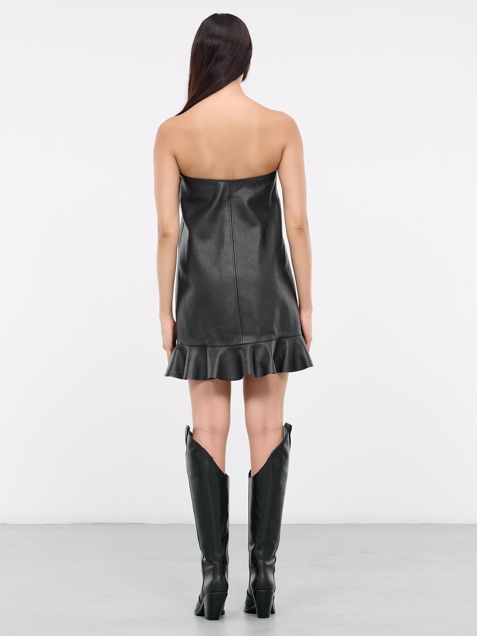 Padlock Ruffled Leather Dress - 3