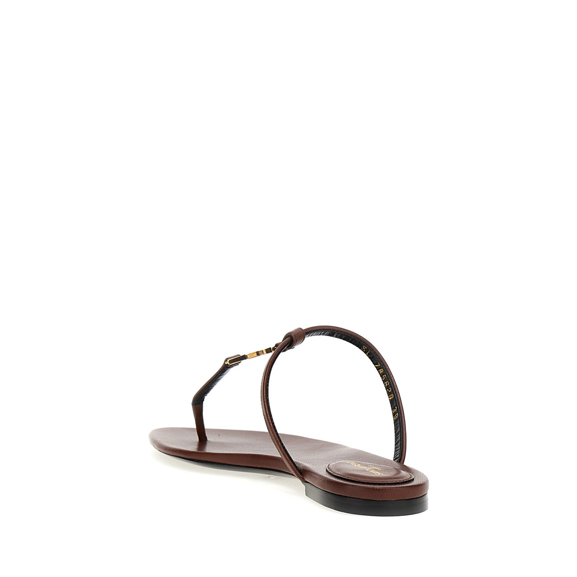 Saint Laurent Cassandra Leather Flat Sandals Women - 3