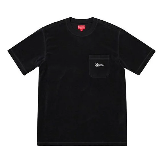 Supreme SS19 Terry Pocket Tee Short Sleeve Unisex Black SUP-SS19-10572 - 1