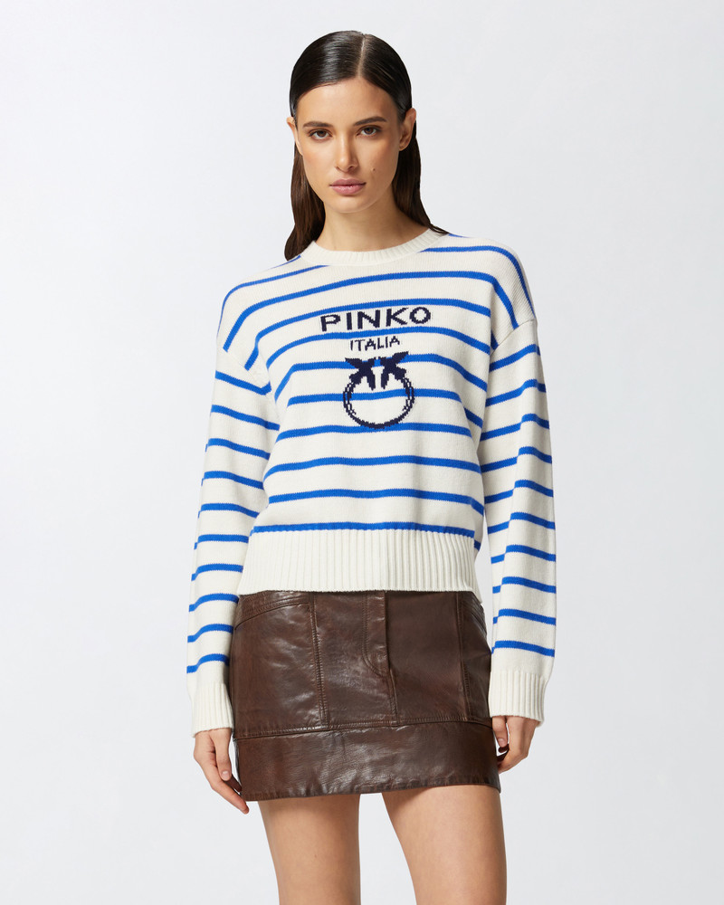 PINKO STRIPED SWEATER WITH LOGO outlook