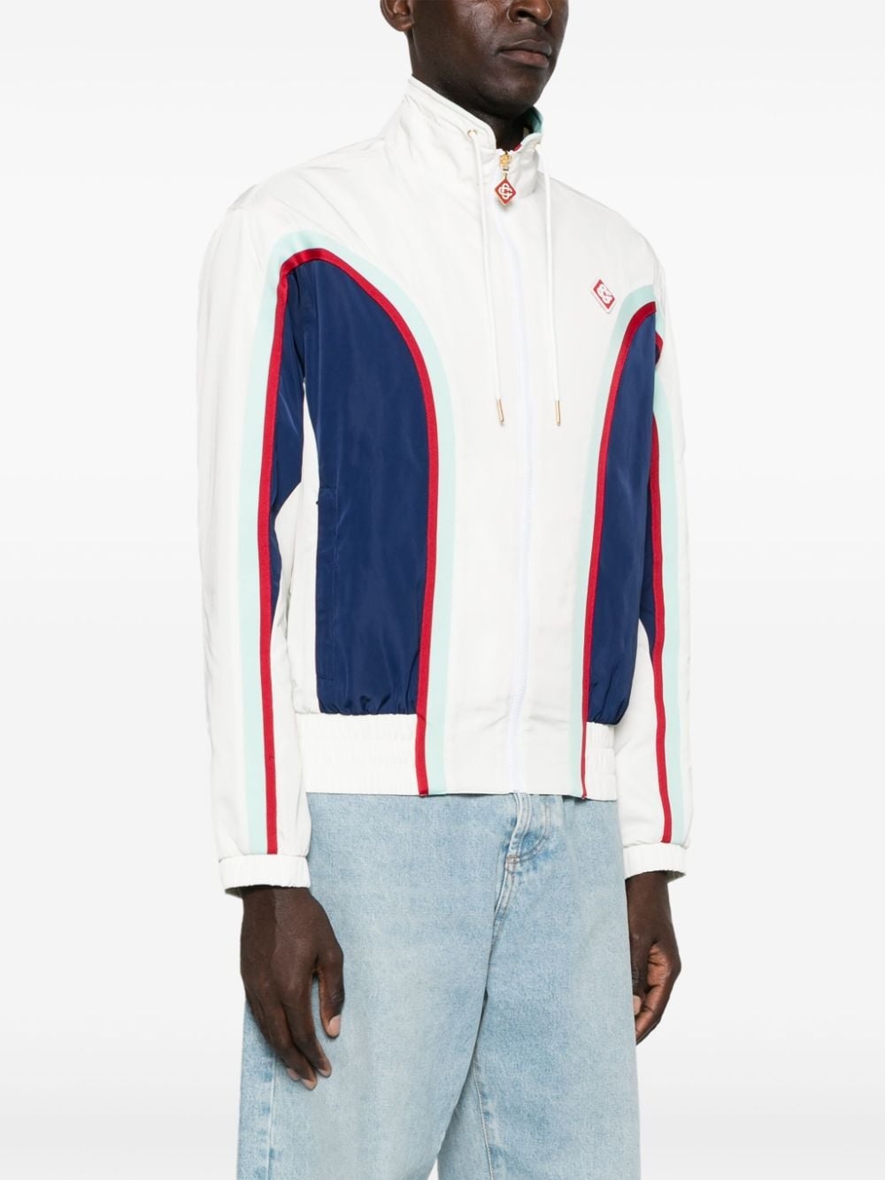 panelled zip-up track jacket - 3