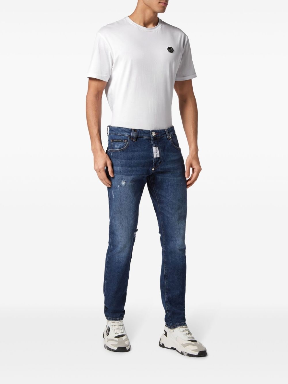 ripped-detail straight-leg jeans - 2