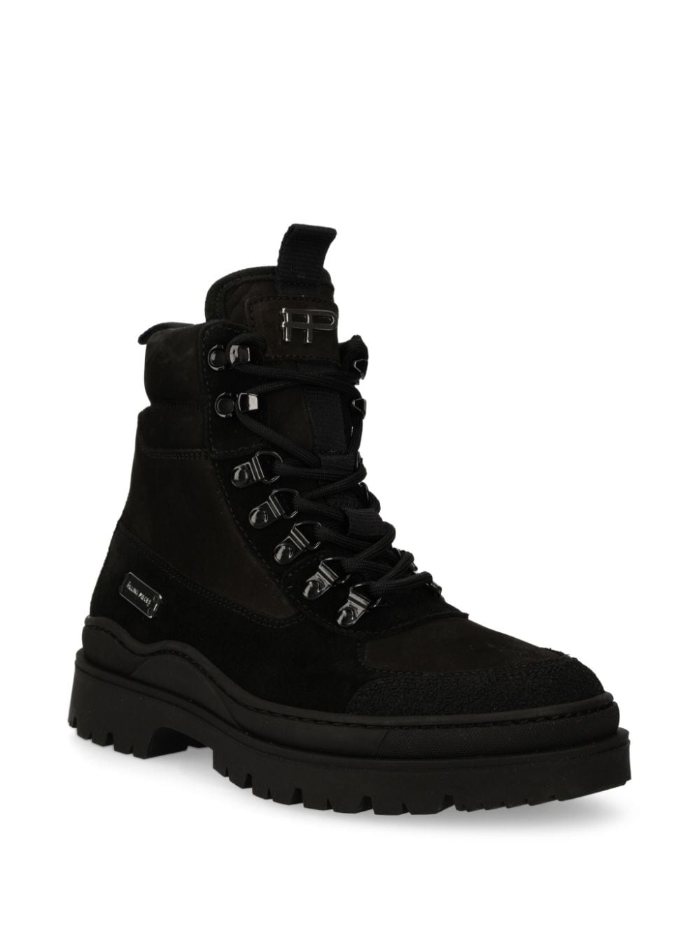 logo-plaque suede boots - 2
