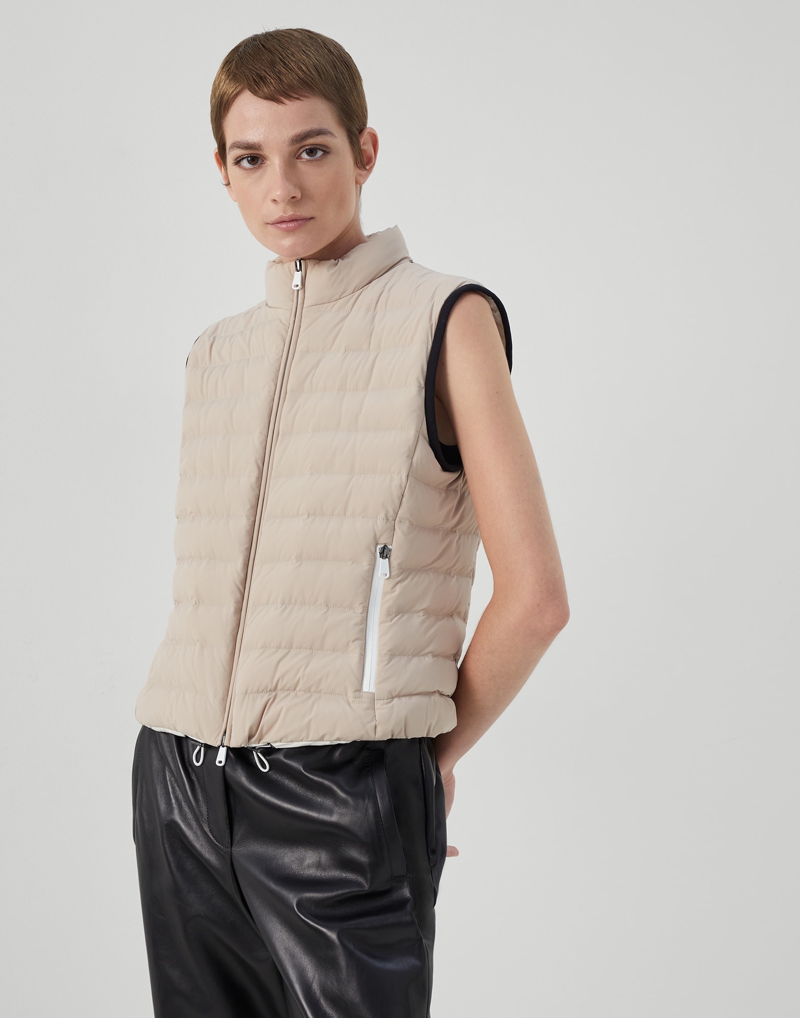 Bonded nylon down vest with monili - 1