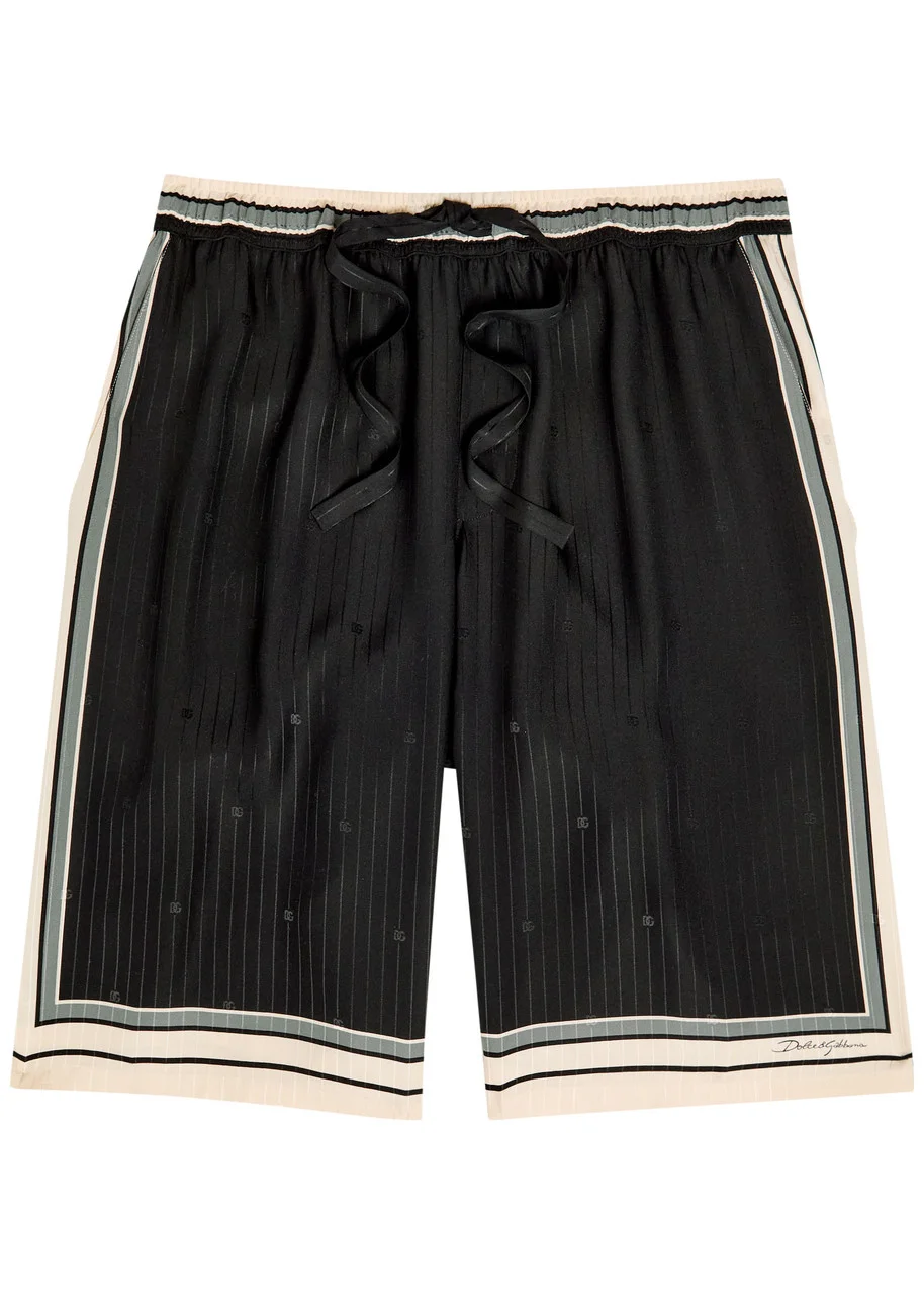 Dolce & Gabbana Striped Logo-jacquard Silk Shorts - 1