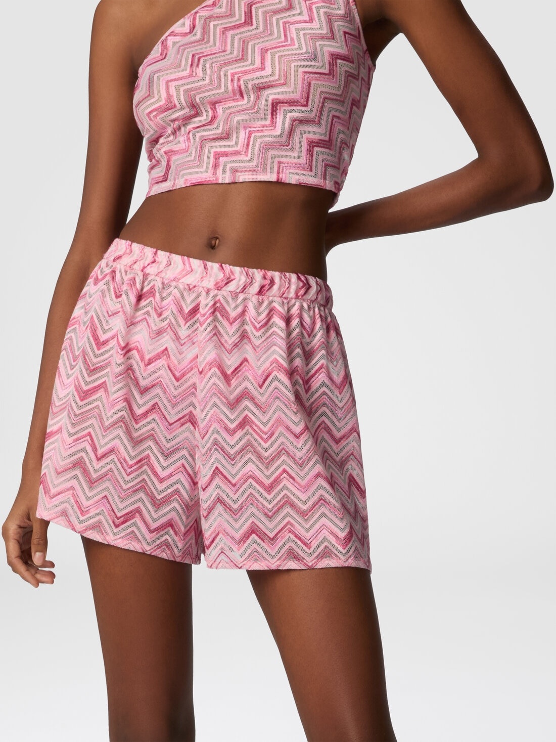 Viscose-blend tulle shorts with slub zigzag - 4