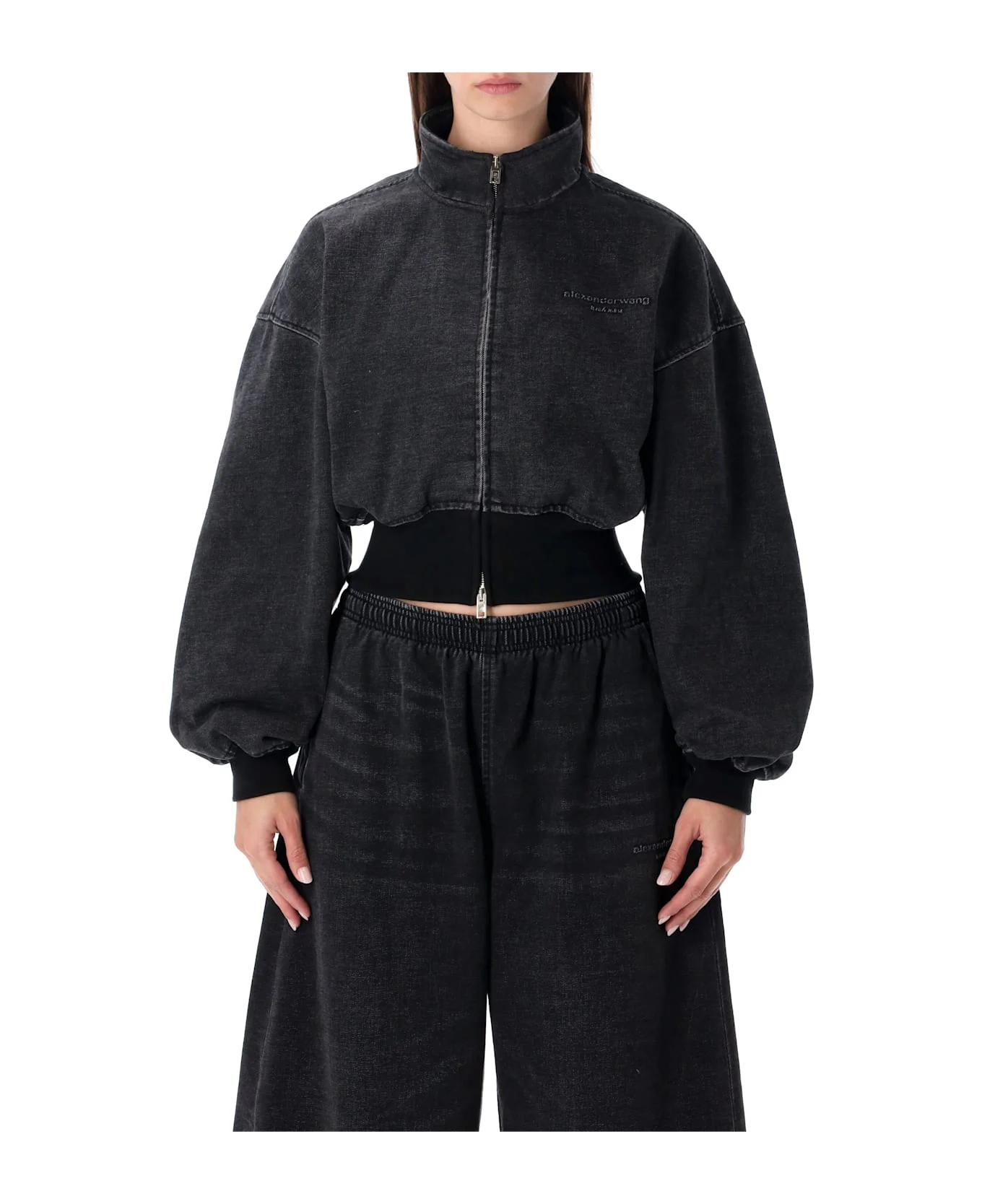 Alexander Wang Black Denim Funnel Neck Jacket - 1