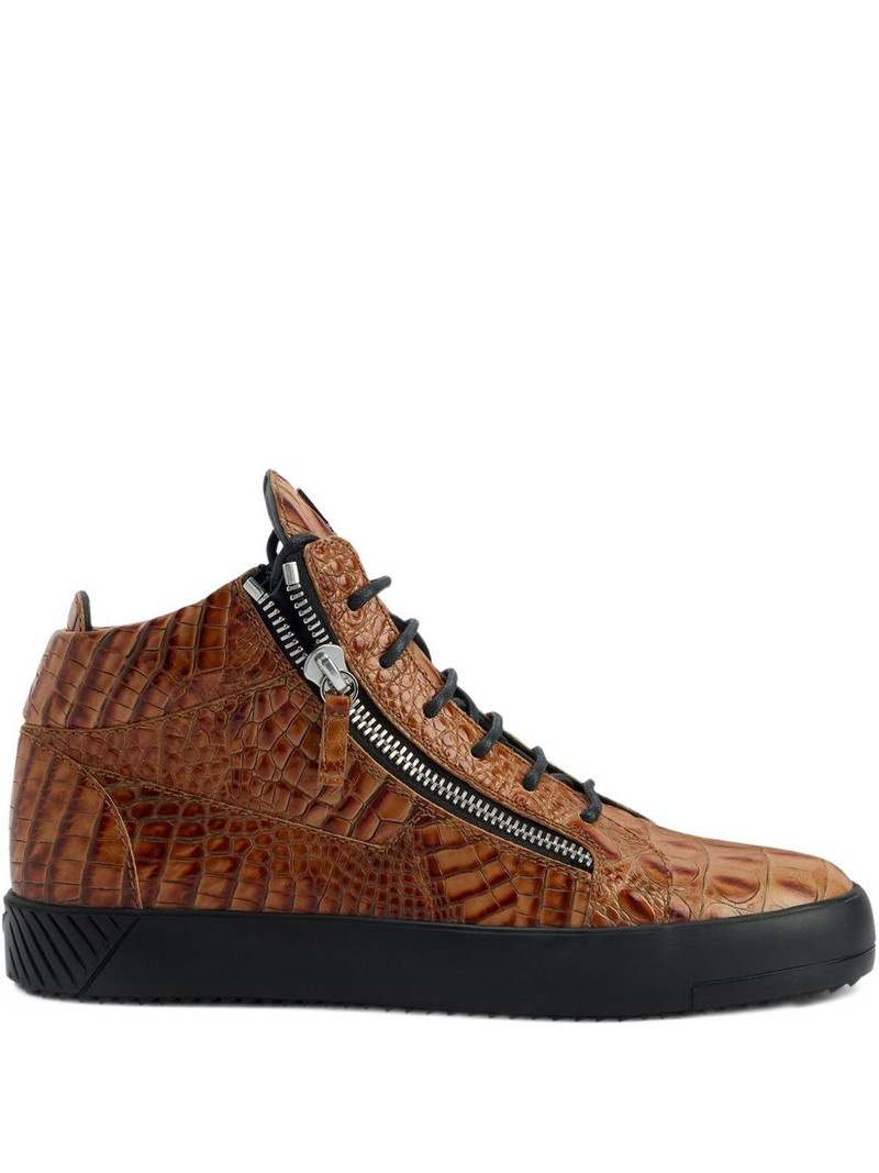Kriss crocodile-effect zip-up trainers 1