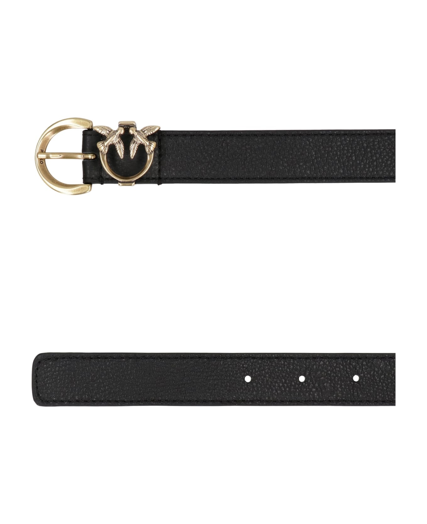 Logo Buckle Leather Belt - 3