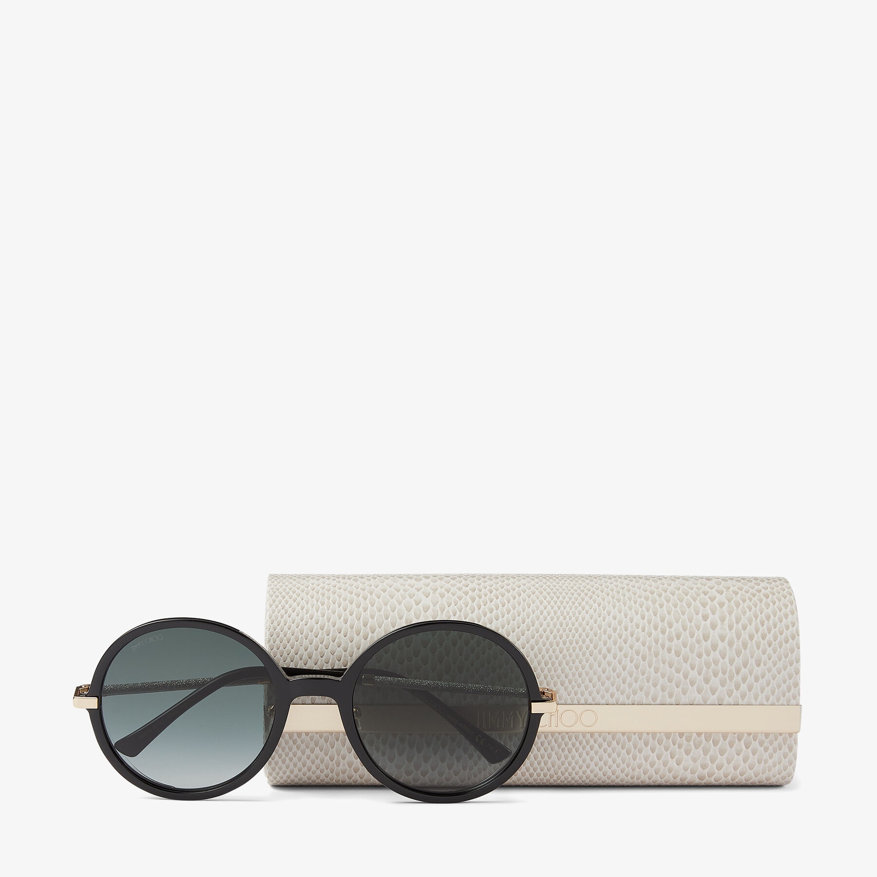 Ema
Black Round-Frame Sunglasses with Glitter - 4
