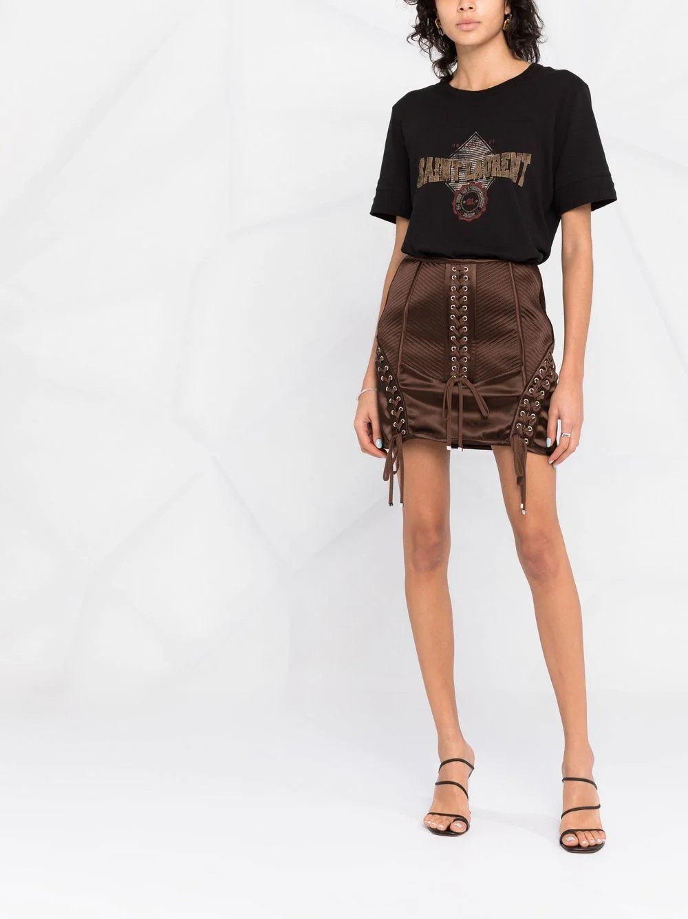 lace-up mini skirt - 2