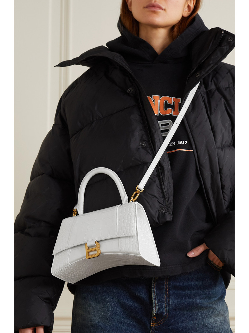 BALENCIAGA Hourglass Small Glossed Croc-effect Leather Tote outlook