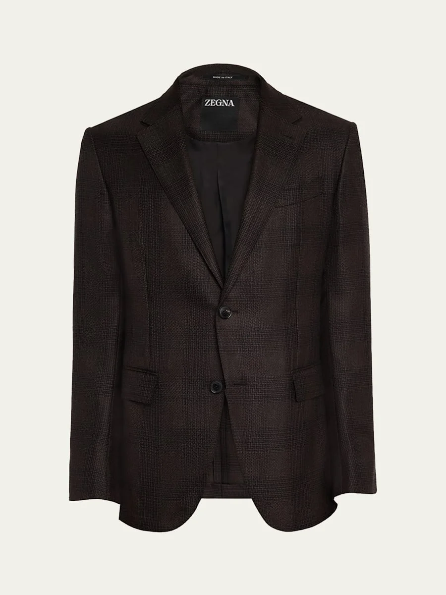 Men's Cashmere and Silk Tonal Plaid Sport Coat - 1