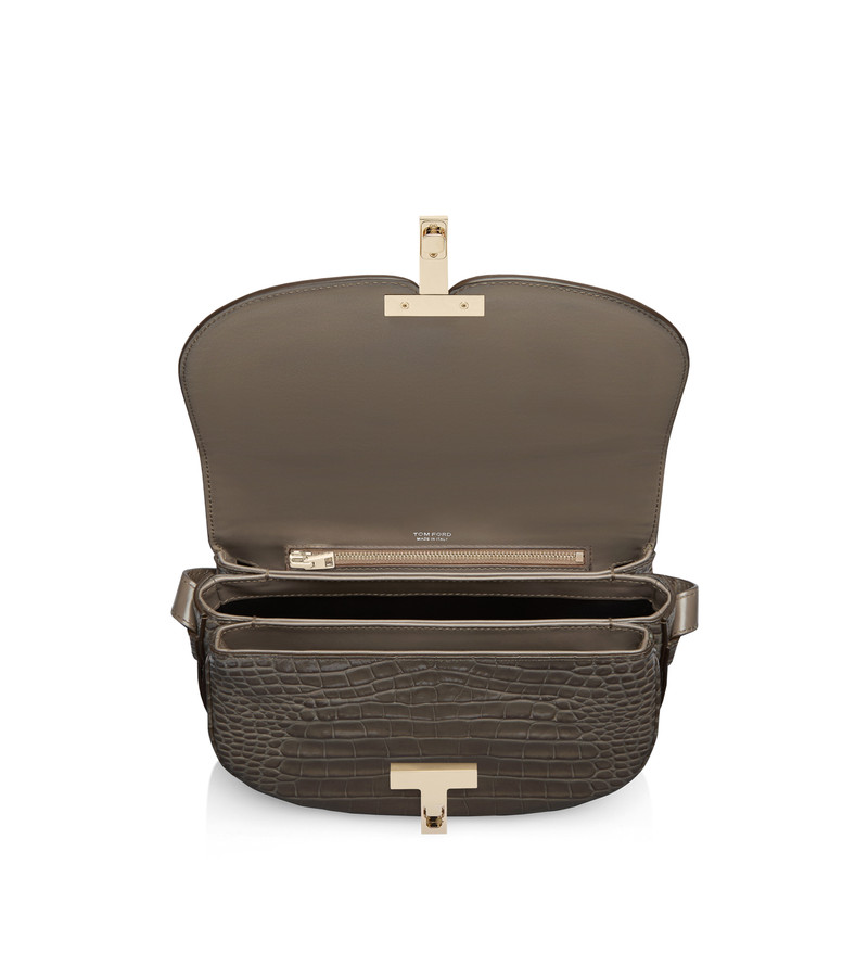 SHINY STAMPED CROCODILE LEATHER WALLIS CROSSBODY BAG 4